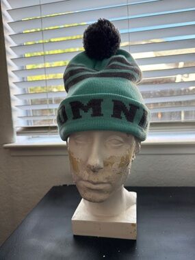 DMND Pom Beanie Hat - Mint and Black